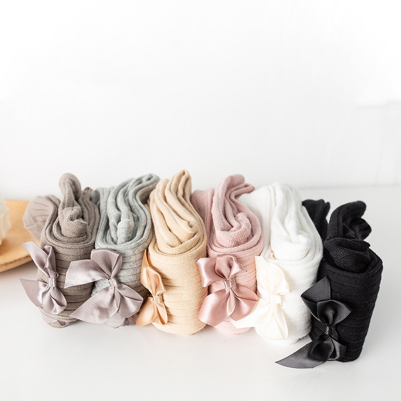 Custom Kids Stripe Bow Tights view 1
